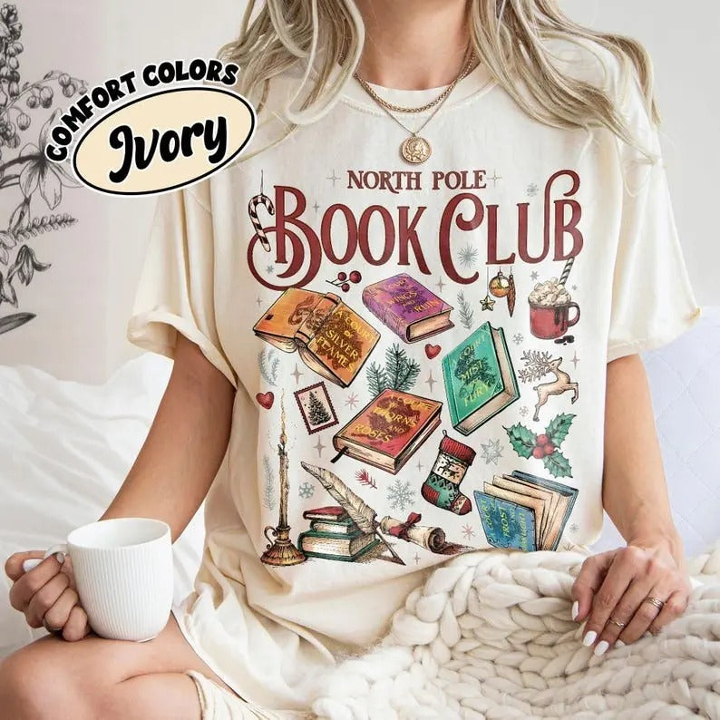 Acotar Book Club Christmas Shirt, Bookish Shirt, North Pole Book Club TShirt, SJM, throne of glass book merch, dark...