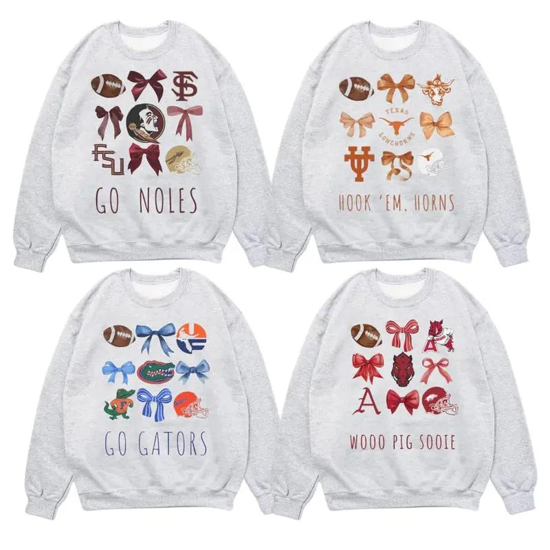 All team Football Coquette Soft Sweatshirt, College Shirt, Customize your College Shirt Off- ash Unisex Sweatshirt Classic Menswear Embroidered Hoodie Spandex Sport Stretch Tops