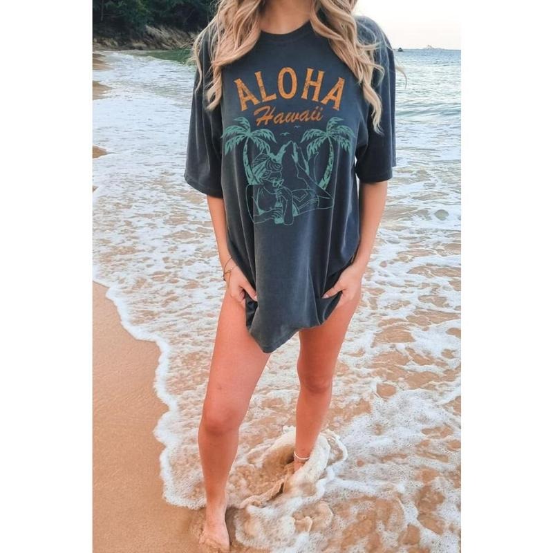 Aloha Tee, Hawaii Graphic Tee, Aloha Hawaii T-shirt, Boho Tee, Vintage Inspired Cotton T-shirt, Unisex Tee