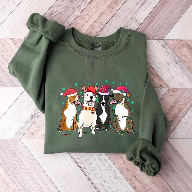 American Pit Bull Terrier Christmas Sweatshirt, Christmas Dog T-Shirt, Pitbull Tees, Dog Lover Shirt, Holiday Shirt, Dog Mom Shirt