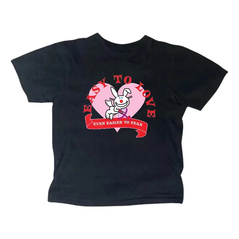 Angel Happy Bunny Baby Tee, Y2k Top Women Streetwear, Gothic Emo Girl Top, Scene Clothing 2000s, Casual Cotton Short...
