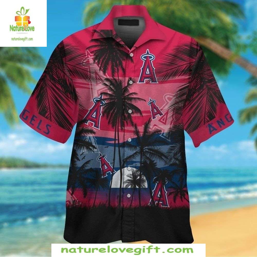 MLB Hawaiian Shirt Angels Sunset Beach Palms Stylish Baseball Apparel