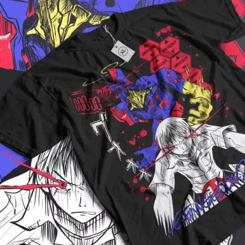 Anime Shirt Neon Genesis Evangelion Eva Unit 01 Japanese Black T-shirt All Size