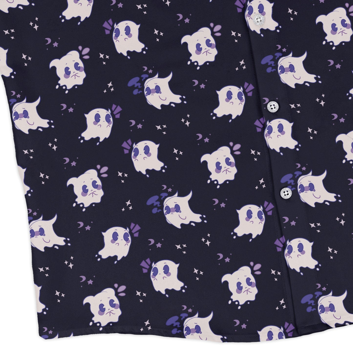 Anxious Ghosts Purple Long Sleeve Button Up Shirt
