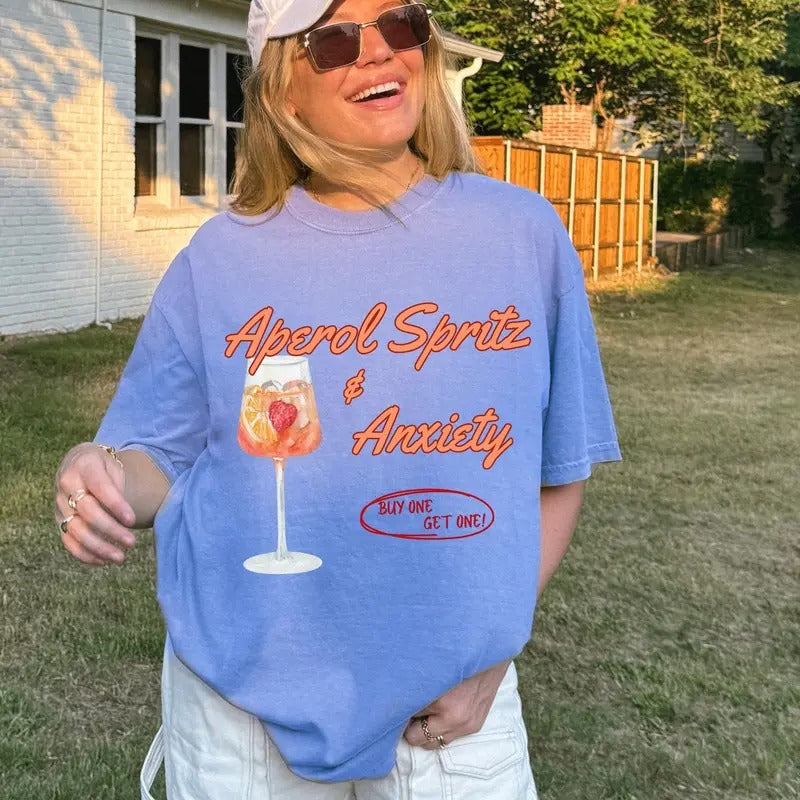 Aperol Spritz And Anxiety Shirt Funny Graphic Tee Women's Graphic Tee Mental Health Humor Mental Health Shirt