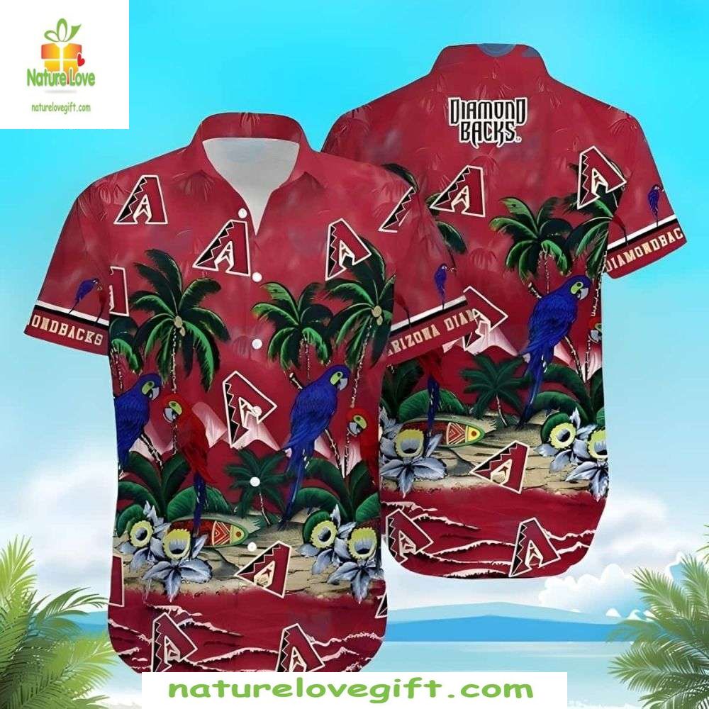 Arizona Diamondbacks Hawaiian Shirt Tropical Birds Foliage Baseball Apparel