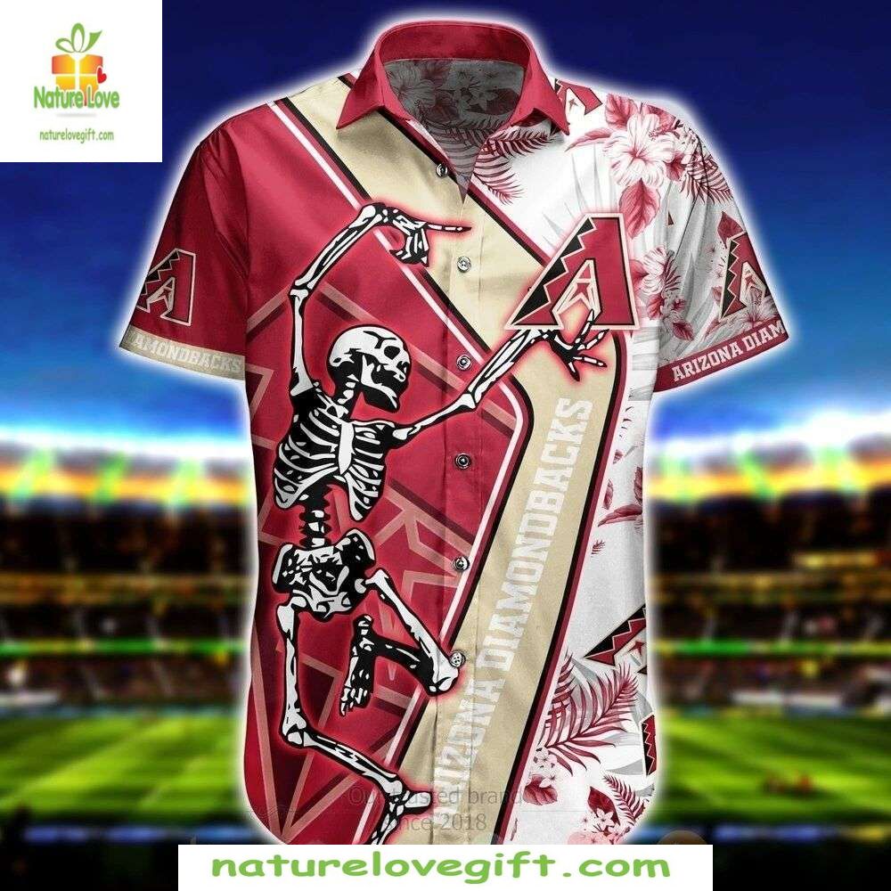 Arizona Diamondbacks Hawaiian Shirt Skeleton Batter Baseball Apparel