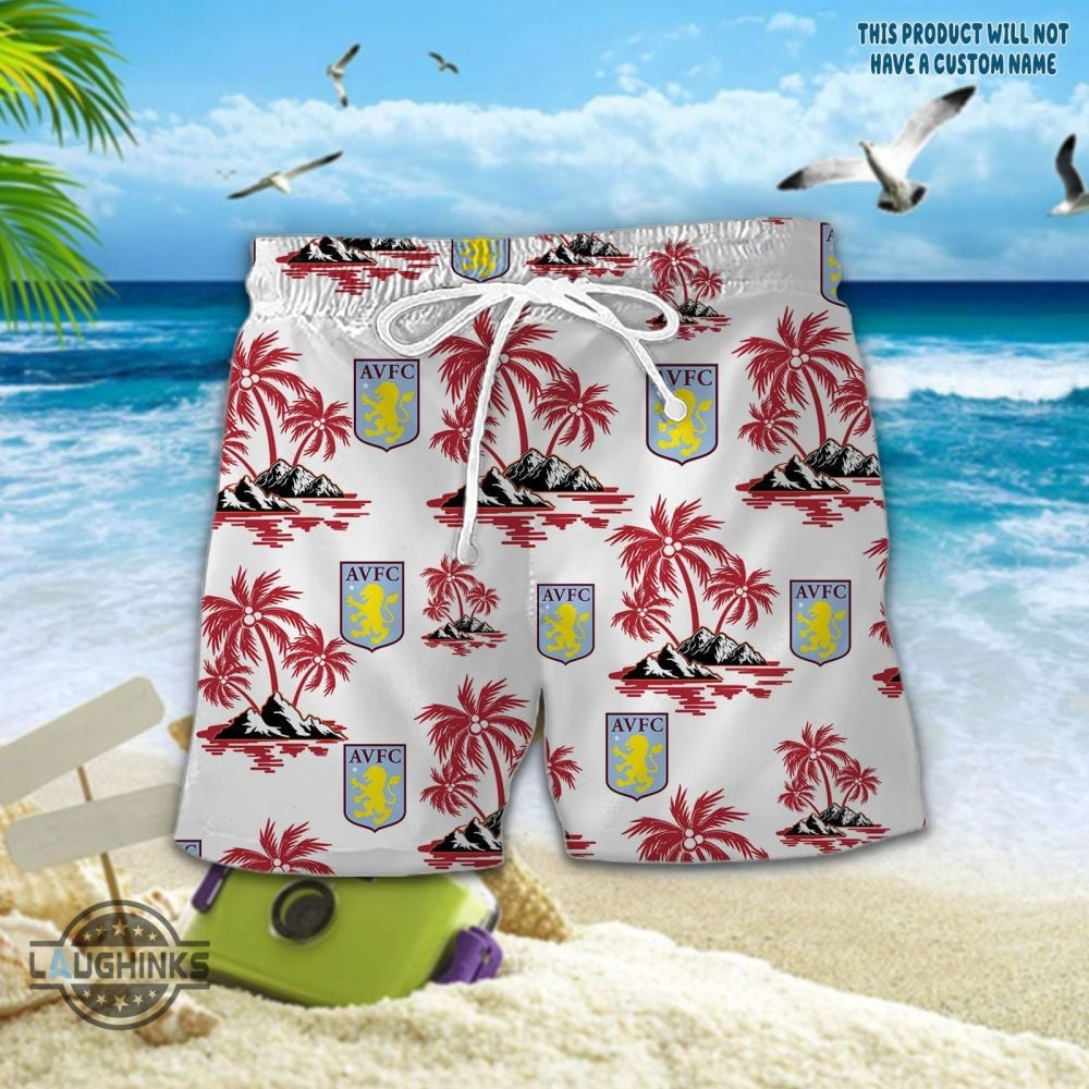 Aston Villa Hawaiian Shirt And Shorts Custom Name Sports League Aloha Shirts Aston Villa F C Soccer Club Gift Personalized Aston Villa Buton Up Shirt