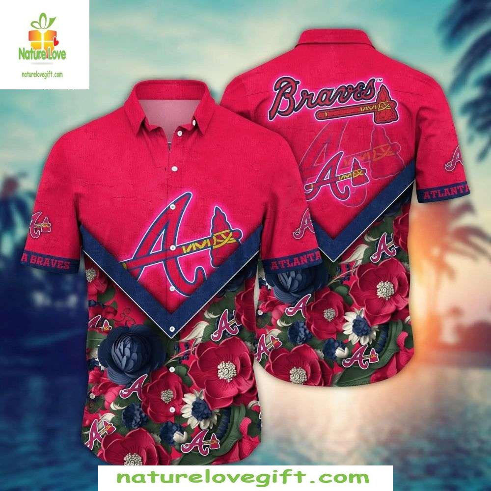 Atlanta Braves Hawaiian Shirt Floral Varsity Baseball Apparel Garden Of Victory