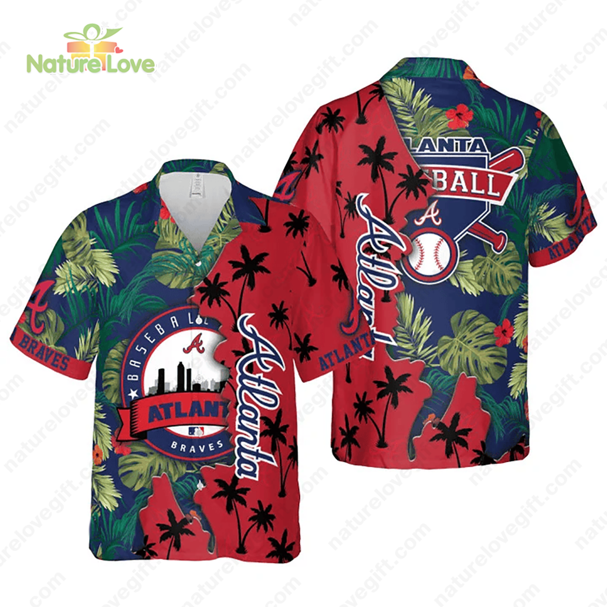 Atlanta Braves Tropical Leaves Beach Palms MLB Hawaiian Shirt