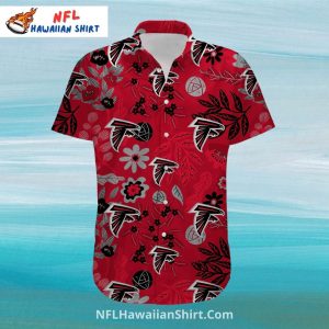 Atlanta Falcons Aloha Shirt Red Tropical Floral Print