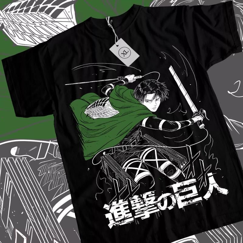 Attack On Titan Anime T-Shirt & Sweatshirt, Levi Shingeki No Kyojin Graphic Tee, Anime Manga Lover Gifts Ball Cotton