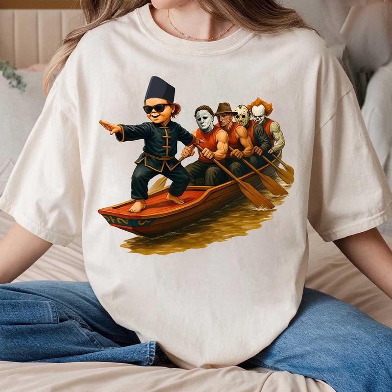 Aura Farming Boat Kid Horror Characters Shirt, Horror Farming Boat Shirt, Funny Halloween Tee, Retro Halloween Shirt, Trending Shirt