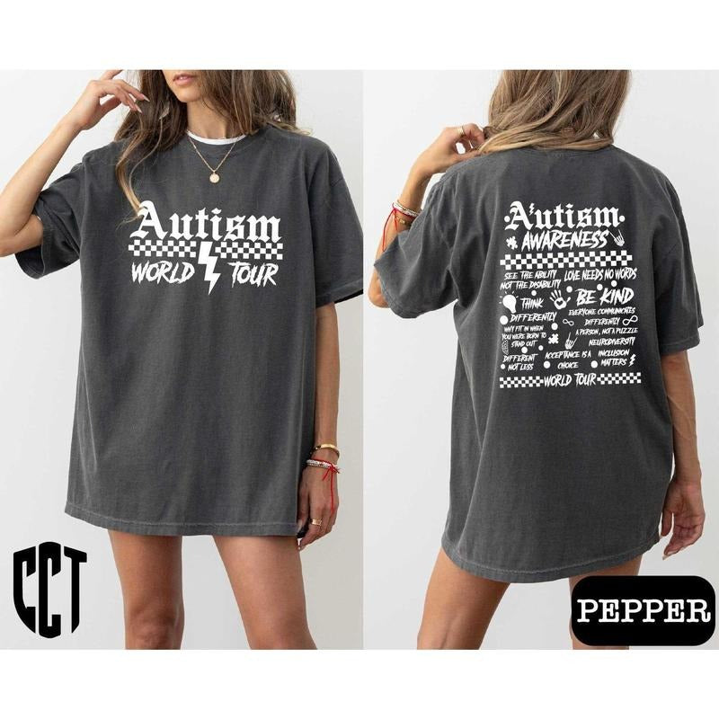 Autism World Tour Shirt,Autism Awareness Month Gift,Neurodiversity Sweater,Sped Teacher,Love Needs No Words,Choose To Be Kind