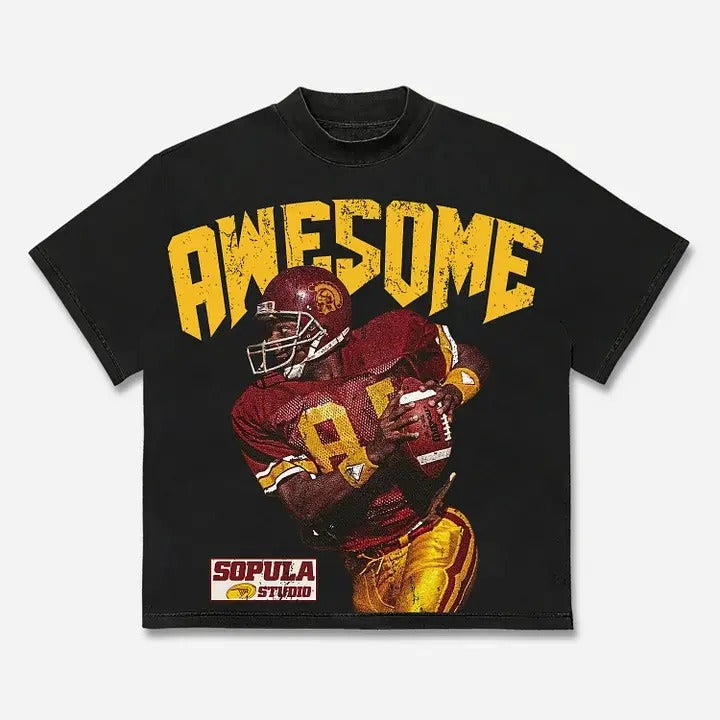 Awesome Rugby Player Graphic Print Cotton T-shirt Casual Cotton Short Sleeve Crewneck Men T-Shirt Streetwear Menswear Top Tshirt shirt men gifts Polyester Shortsleeve