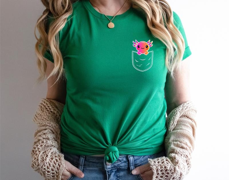 Axolotl T-Shirt, Cute Axolotl Pocket Size Shirt, Kawaii Axolotl Lover Gift Tee, Animal Lover Tee, Axolotl Salamander...