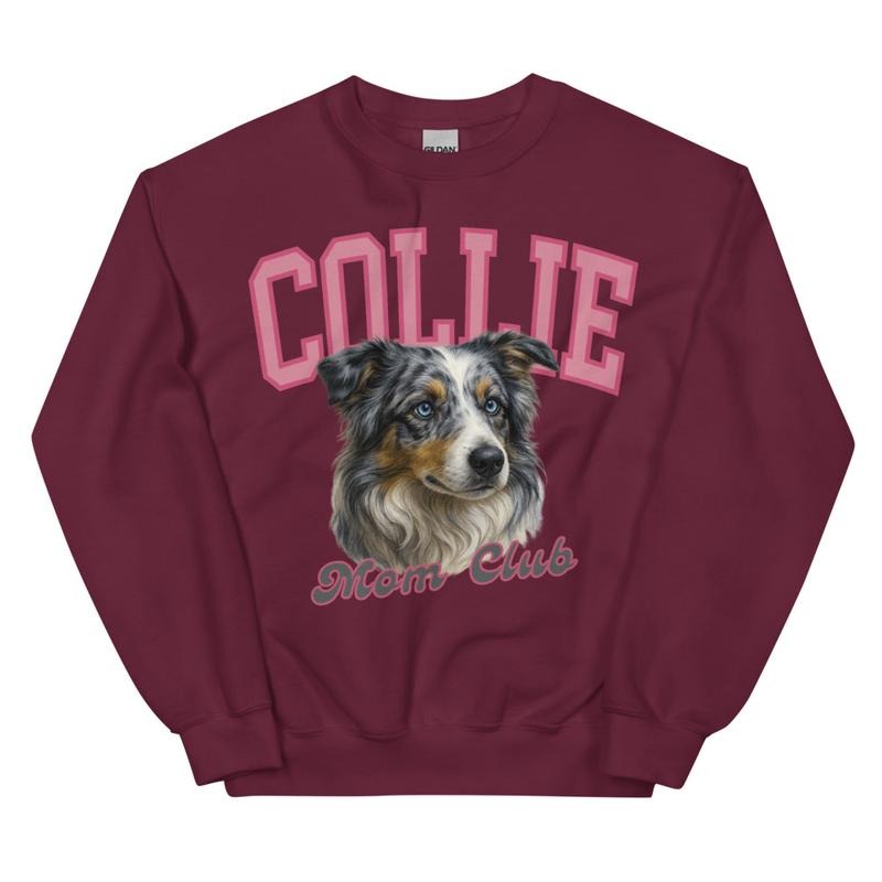 BLUE MERLE BORDER COLLIE Dog Mom Club Sweatshirt T-Shirts, Hoodie | InkThreadWorks.com