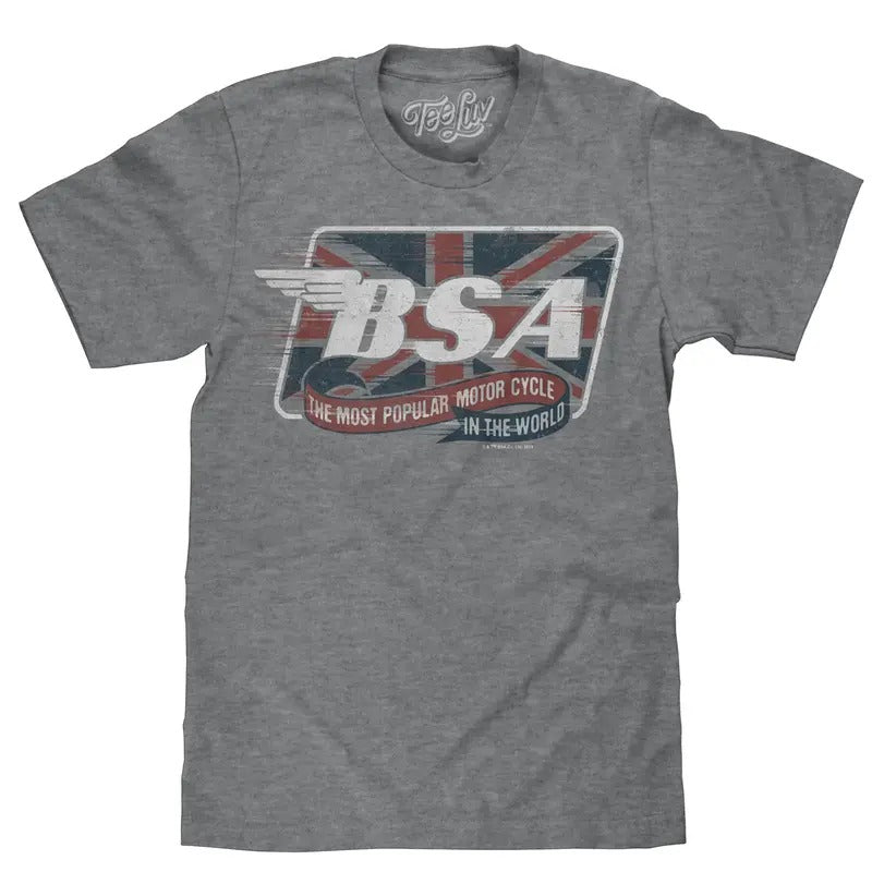BSA Motorcycles Union Jack T-Shirt - Gray Hoodie, Sweatshirt | InkThreadWorks.com