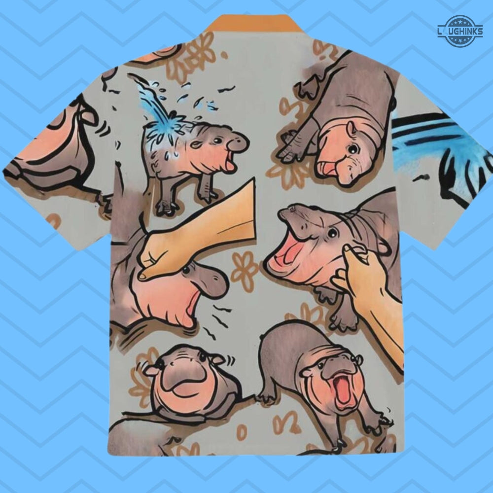 Baby Hippo Moo Deng Hawaiian Shirt And Shorts NEW