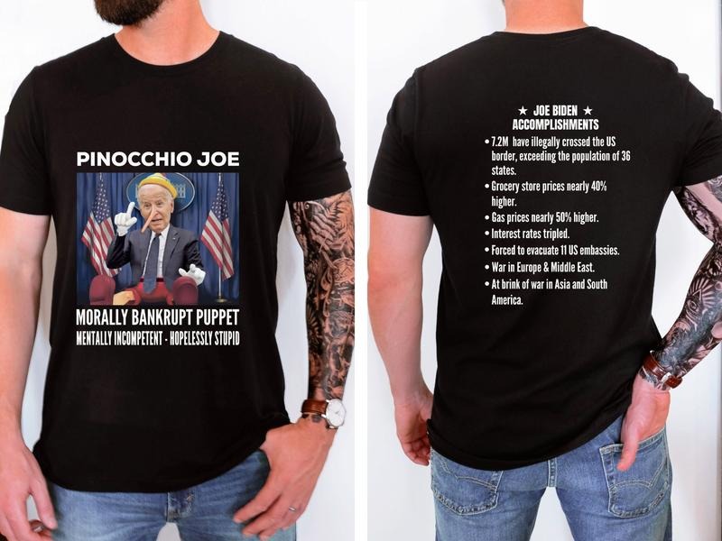 Anti Biden T-Shirt, Pinocchio Joe Shirt, Republican Shirt, Funny Joe Biden Shirt, Political Tees, Conservative Gift, Front/Back Graphics