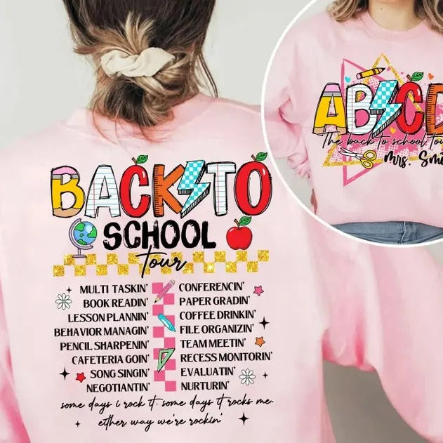 Back To School Teacher Shirt Shirt, Retro ABCD Teacher Tour, Custom Teacher Tour Shirt, Back To School, First Day Of School, Teacher Appreciation Gift