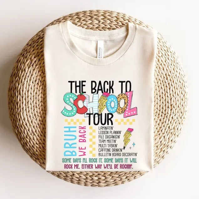 Back to School Teacher Tour T-Shirt, Teacher Tour Tee, Concert Tour Teacher Back to School Shirt, Elementary Middle School Teacher Tee, Back to School Gift