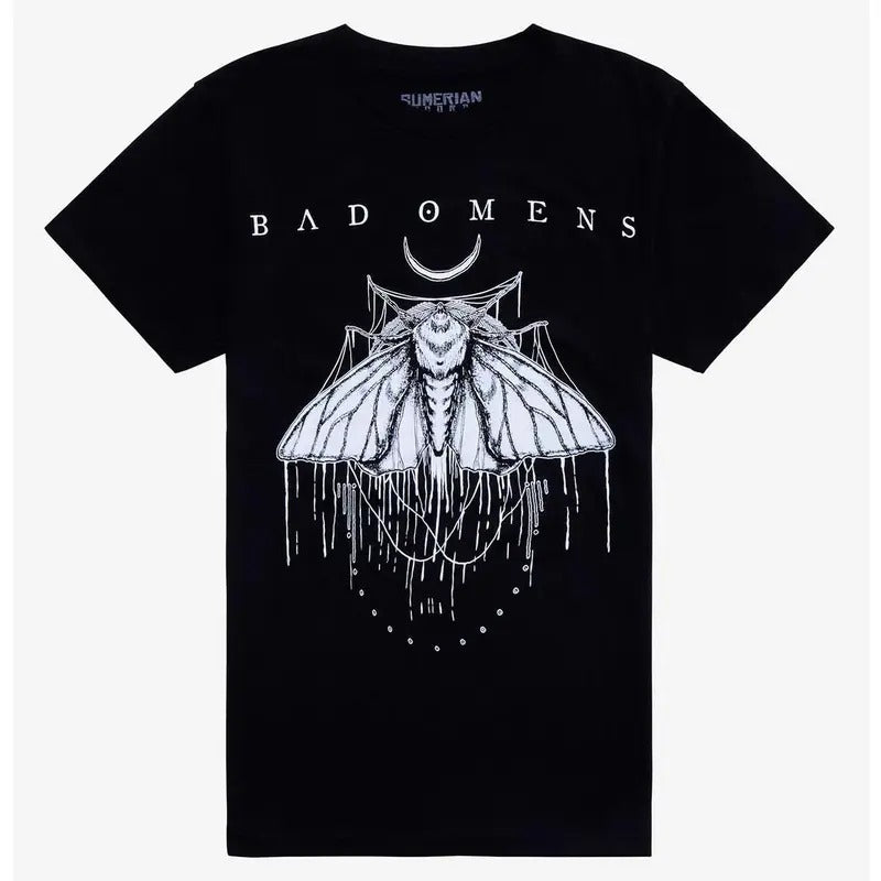 Bad Omens Moth Boyfriend Fit Girls T-Shirt Hoodie, Sweatshirt | InkThreadWorks.com
