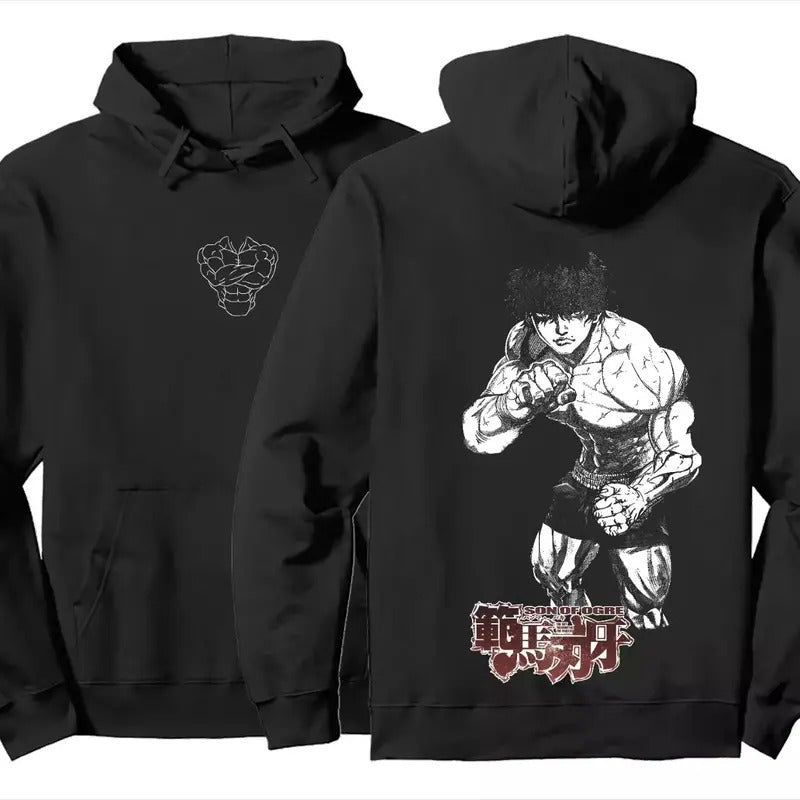 Baki Hanma The Grappler Son of Ogre Anime Inspired Minimalist Hoodie double-sided