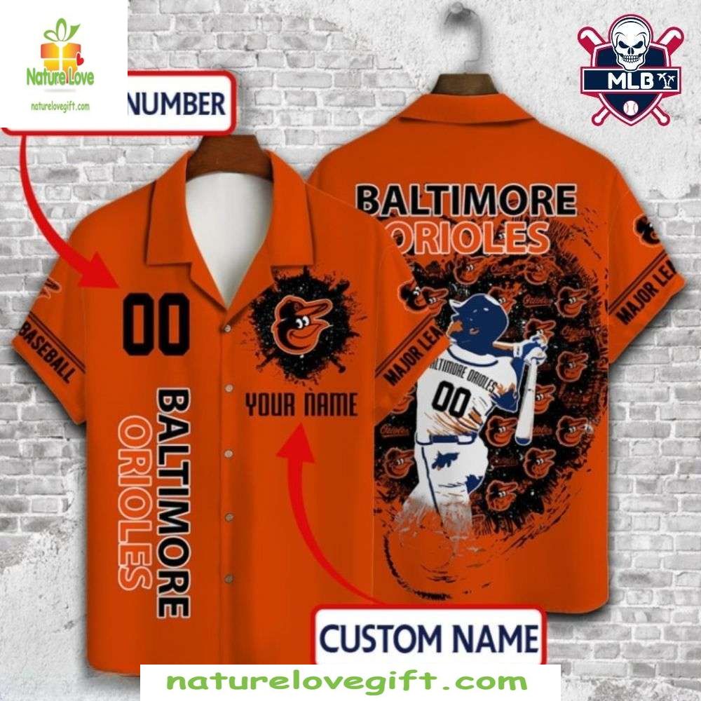 Baltimore Orioles Hawaiian Shirt Custom Player Orange Baseball Apparel