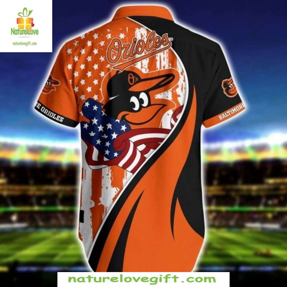 Baltimore Orioles Hawaiian Shirt Patriotic Eagle Graphic MLB Baseball Apparel