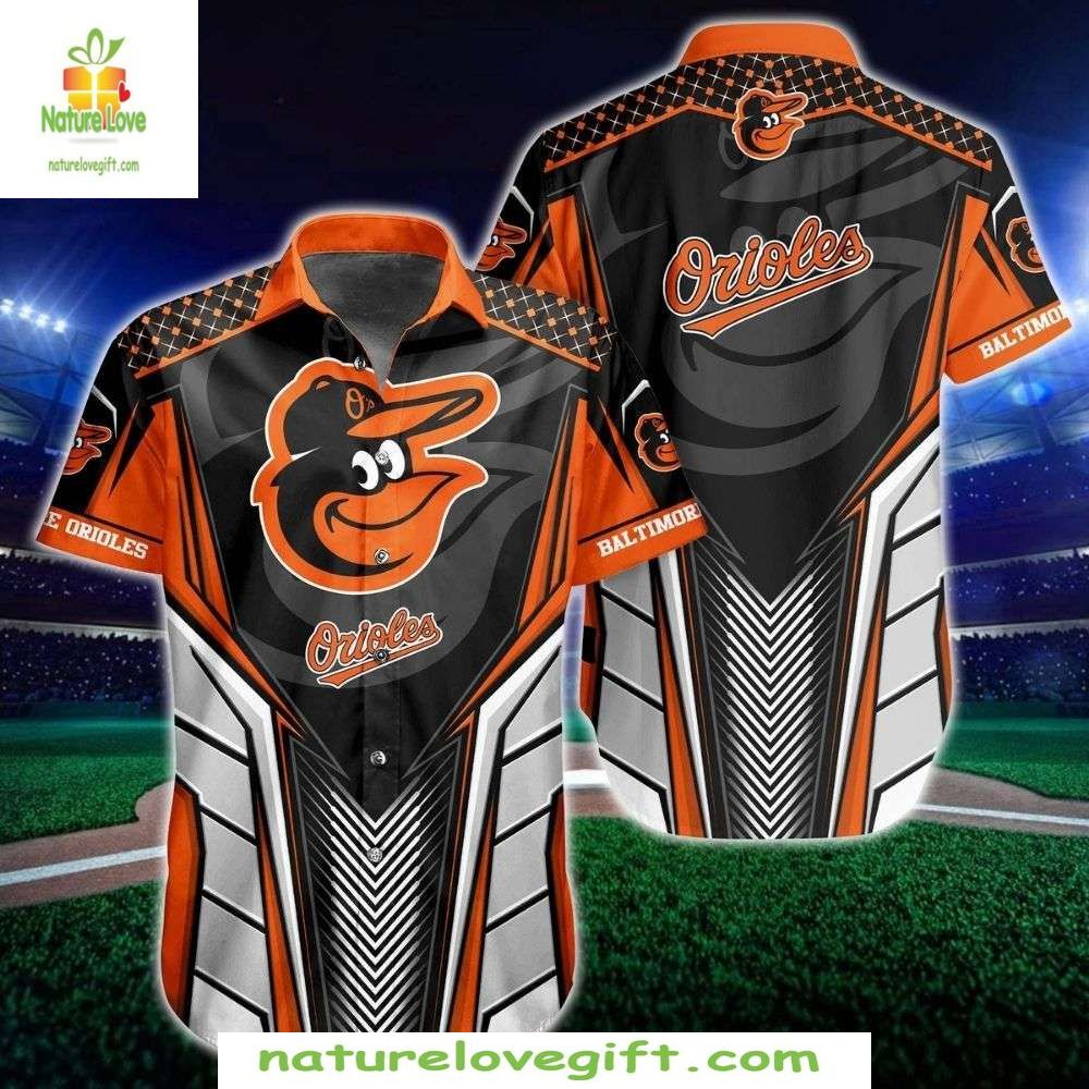 Baltimore Orioles Hawaiian Shirt MLB Striped Geometric Baseball Apparel