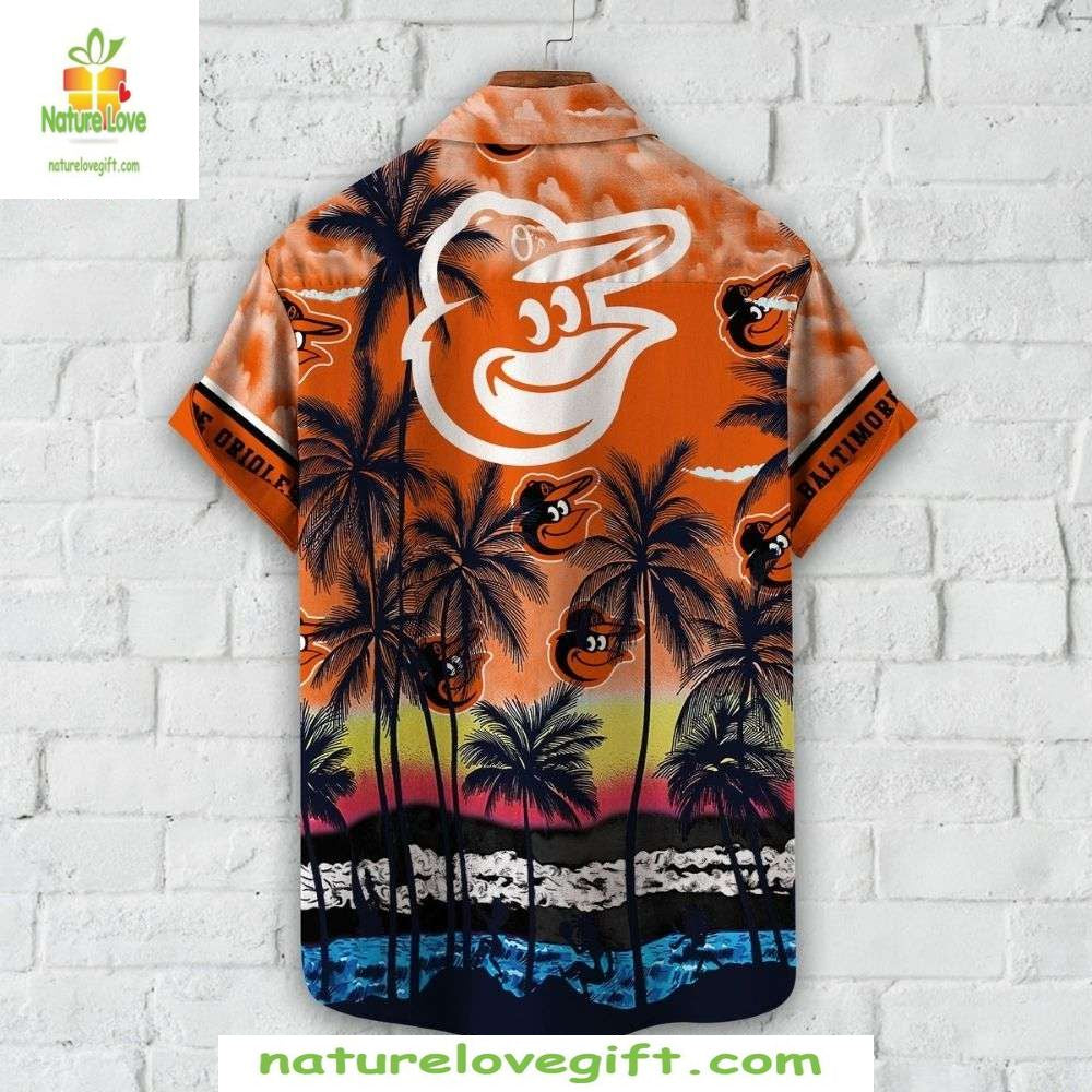 Baltimore Orioles Hawaiian Shirt Tropical Sunset Baseball Apparel