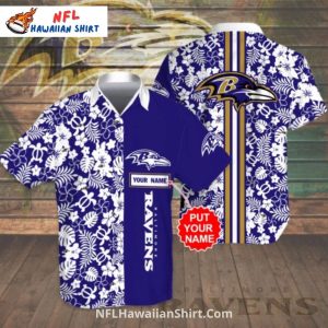 Baltimore Ravens Custom Name Floral Aloha Shirt