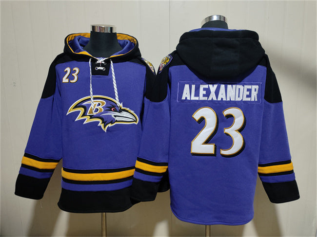 Baltimore Ravens #23 Jaire Alexander Ageless Must-Have Lace-Up Pullover Hoodie