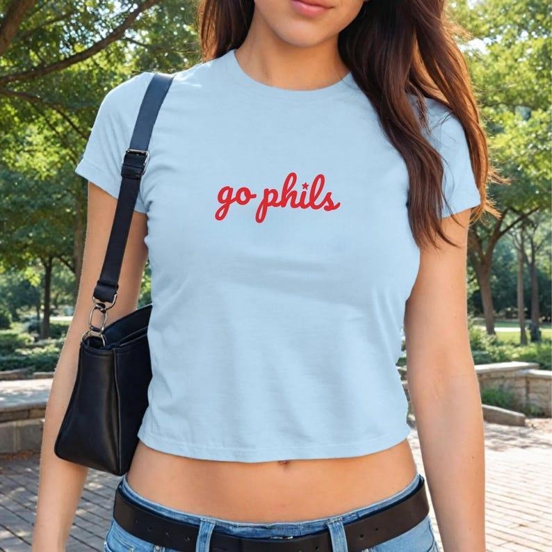 Baseball Baby Tee For Women, Philly Shirt, Gift For Philly Fan, Gift For Women, Trendy Summer Baseball Top Cotton Hoodie,...