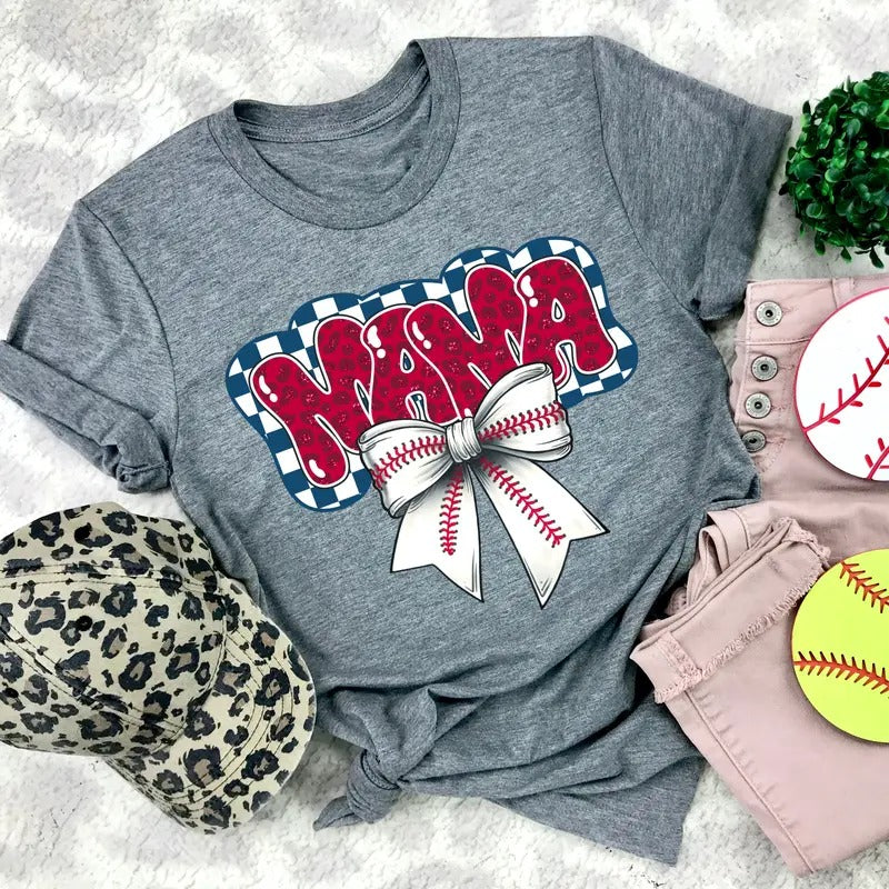 Baseball Mama Bow DTF Transfers - THIS IS NOT A SHIRT Hoodie, Sweatshirt | InkThreadWorks.com