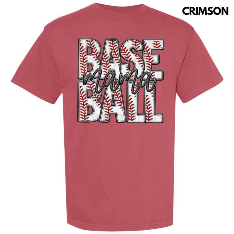 Baseball Mama Faux Embroidery Comfort Colors T-Shirt 'NLB' Hoodie, Sweatshirt | InkThreadWorks.com