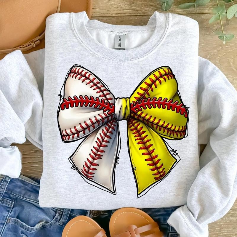 Baseball Softball Bow DTF Transfers - THIS IS NOT A SHIRT Hoodie, Sweatshirt | InkThreadWorks.com