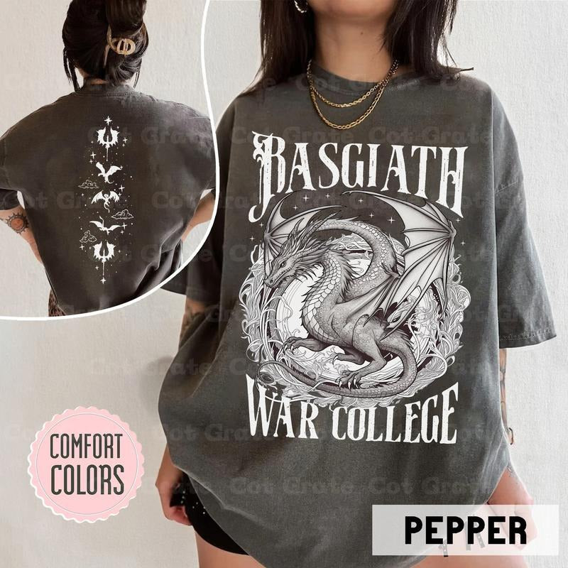 Basgiath War College 2-Sided Pattern Shirt, Bookish Fourth Wing Sweatshirt, Fantasy Inspired Apparel Best Price Hoodie