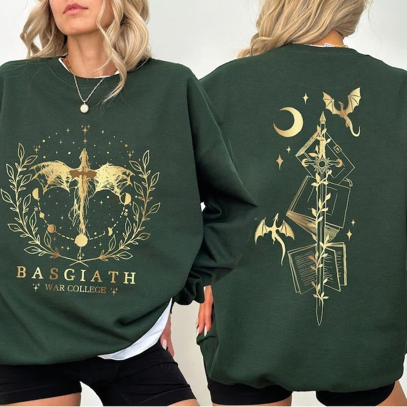 Basgiath War College 2-Sided Sweatshirt, Fourth Wing Shirt, Dragon Rider Shirt, Fourth Wing Hoodie and Sweater; T-shirt...