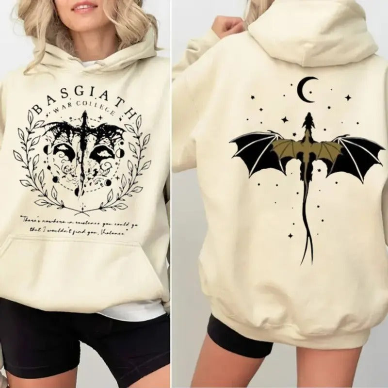 Basgiath War College Double Sided Sweatshirt, Violet Sorrengail Bookish Shirt, Fourth Wing Shirt, Bookish Dragon Rider...