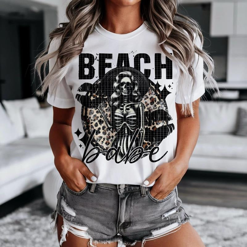 Beach Babe Skeleton DTF Transfers - THIS IS NOT A SHIRT Hoodie, Sweatshirt | InkThreadWorks.com