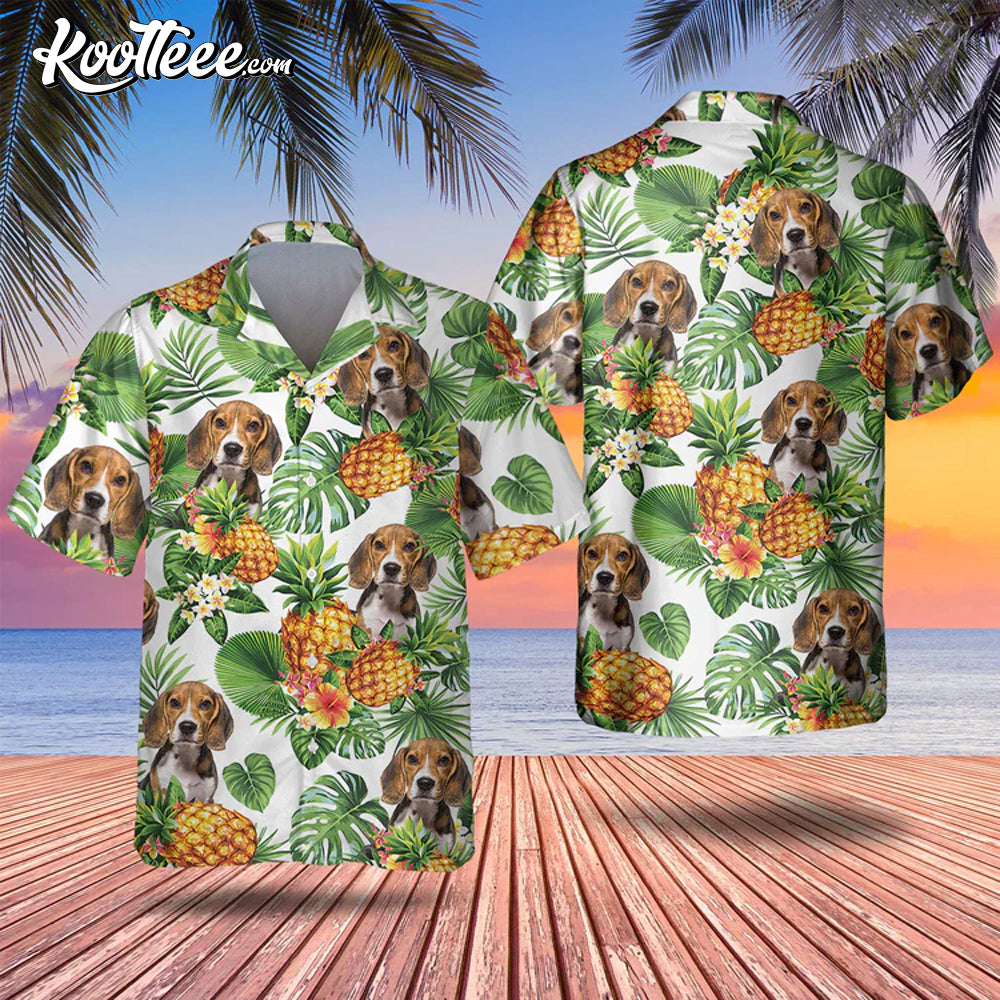 Beagle Tropical Pattern Hawaiian Shirt