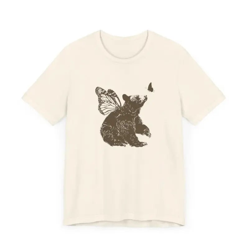 Bear With Butterfly Wings Vintage T Shirt, Retro 90s Bear Shirt, Butterly Retro Tee, Funny Unisex Adult Bear Graphic T Shirt, Cute Y2k Gift Menswear Top Underwear Tshirt Underwear Tshirt