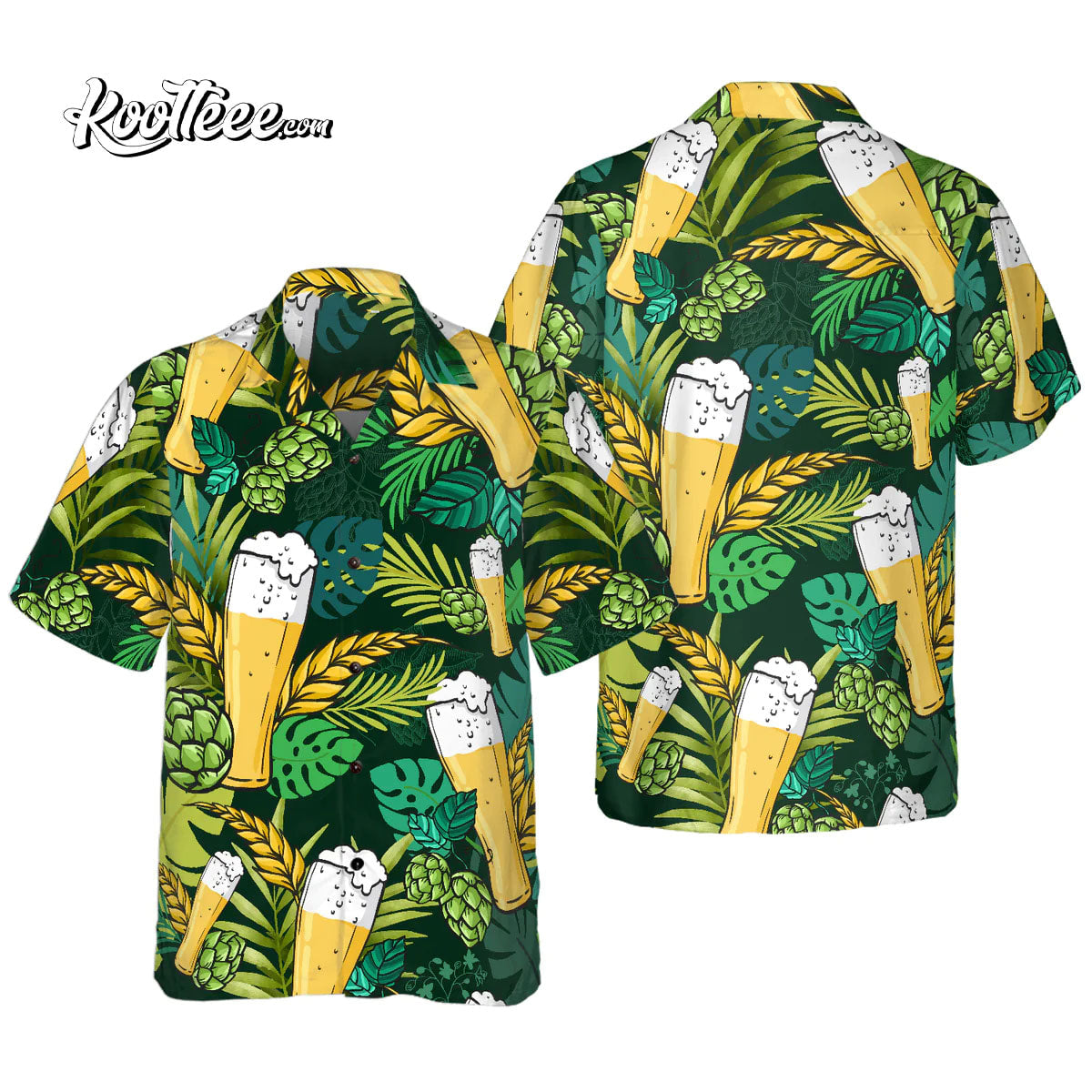 Beer Lovers Aloha Green Tropical Hawaiian Shirt