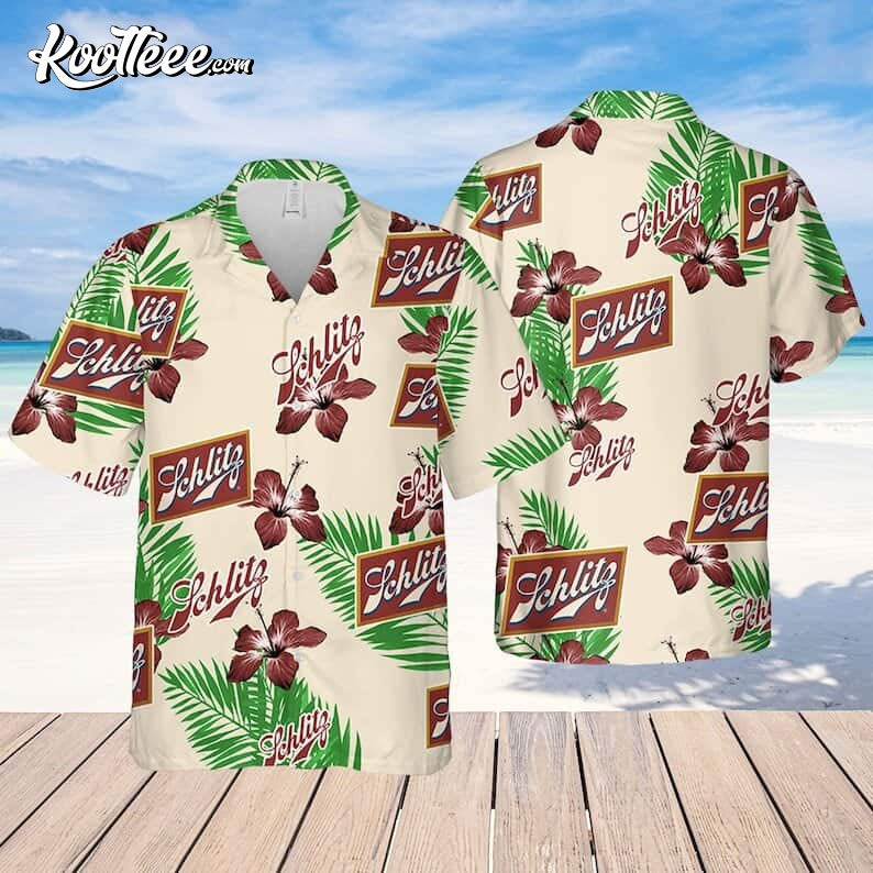 Beige Schlitz Beer Summer Beach Gift Hawaiian Shirt