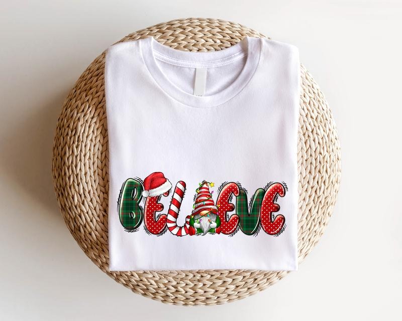 Believe Shirt, Unisex Christmas T-Shirt, Believe Shirt For Winter Holiday, Family Christmas Outfit, Holiday T-Shirt....