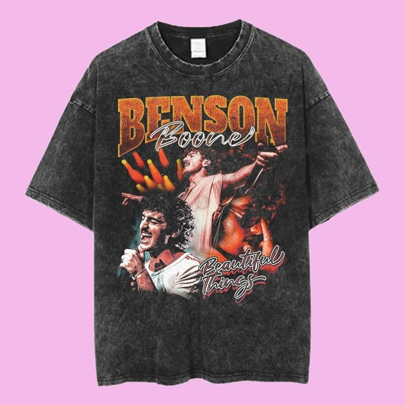 Benson Boone Beautiful Things Tour Graphic Tee, Retro Concert T-Shirt, Vintage Rock Band Style, Music Tour Merch, Unisex Menswear Womenswear Topstyle{n002}2