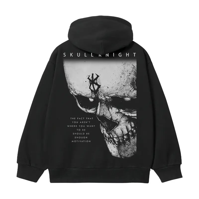 Berserk "The Demon King" Heavyweight Vintage Hoodie Cotton Blend Classic Anime Sweatshirt Menswear Tops Pullover Long Sleeve Casual Biker Black Slogan Print Crewneck Wetsuit