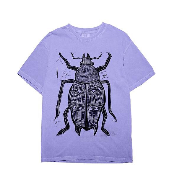 Big Beetle Woodblock Hand-Printed T-Shirt Cotton Menswear Streetwear Graphics